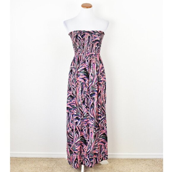 Evereve Dresses & Skirts - Evereve Hadley Strapless Maxi Dress Palm Print - XS